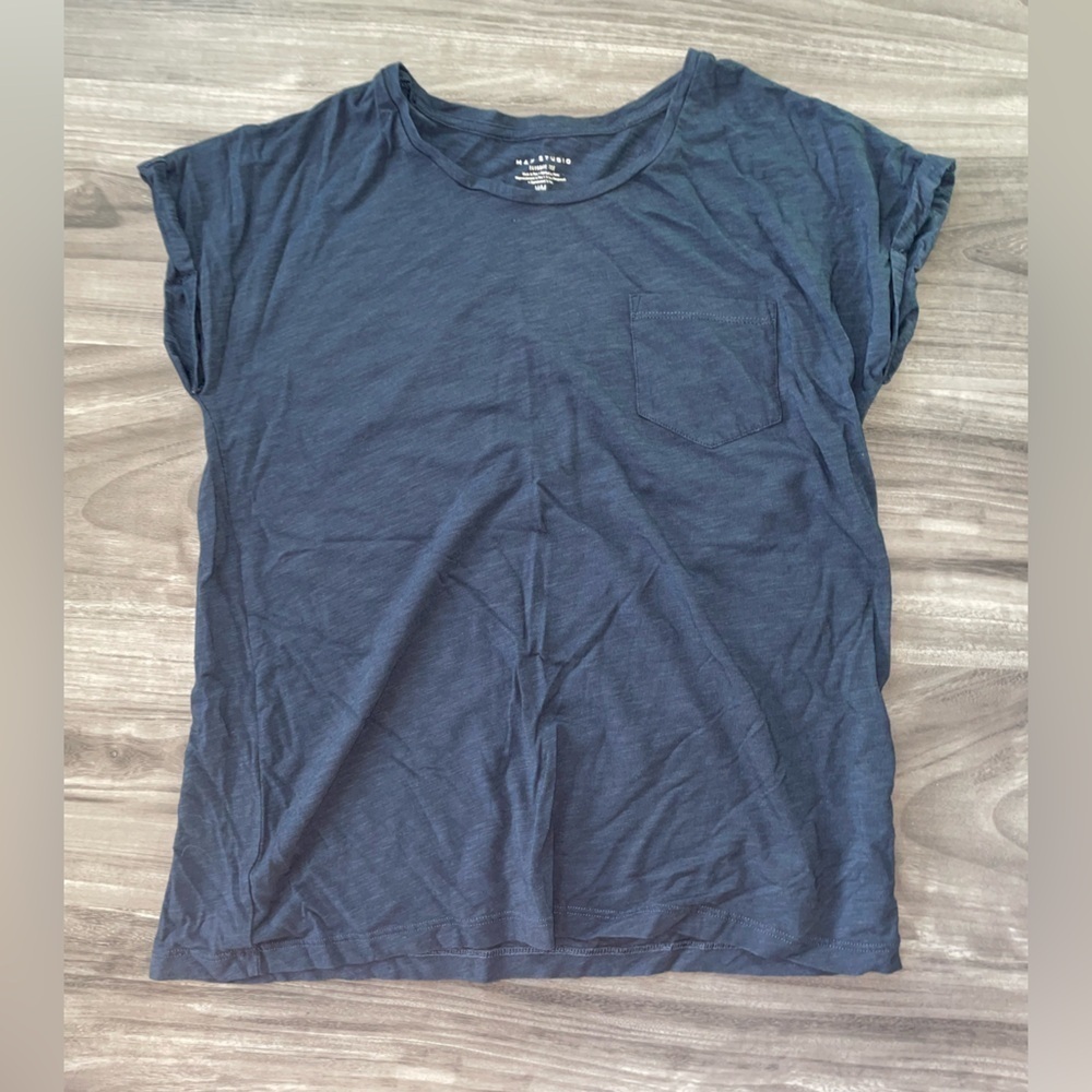Navy blue women’s tee size medium rolled sleeves